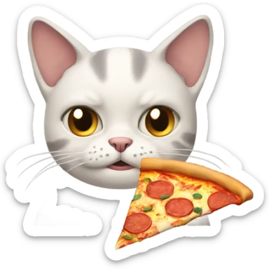 Sad cat eating pizza sticker
