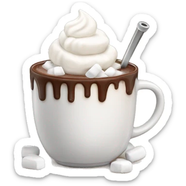 mug of hot chocolate with marshmallows and whipped cream sticker