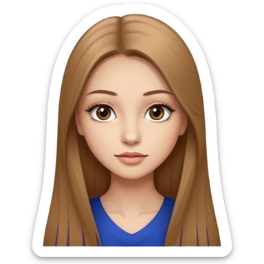 very beautiful girl with long straight light brown hair and make-up with very light skin with long eyelashes  sticker