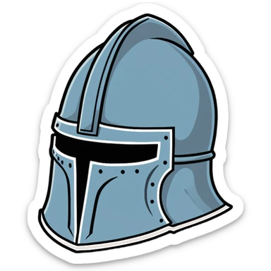 antique medieval helmet with light rust and battle-worn appearance sticker