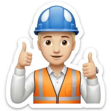 Cara de persona con casco blanco inginierl civil con pulgar arriba sticker