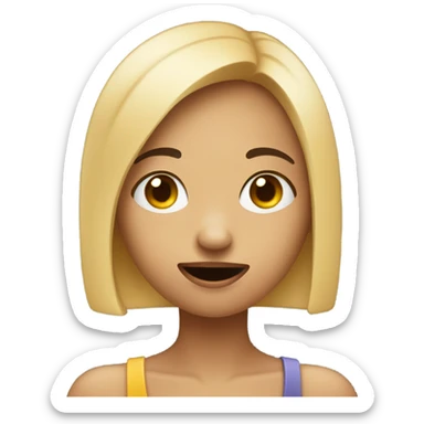 girl torso eyes looking to the side biting finger tip with her hand finger nervously sticker