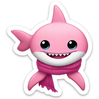 pink shark in a scarf sticker