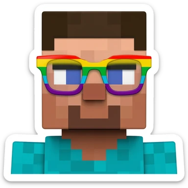 minecraft steve with rainbow glasses saying hype but make backround transparent sticker