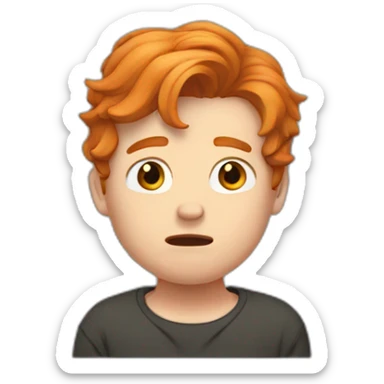 tom crossman with ginger hair crying sticker