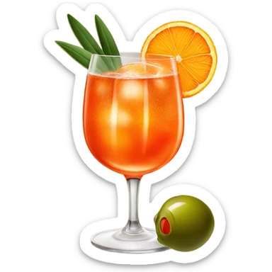 Aperol spritz with green olives and orange  sticker