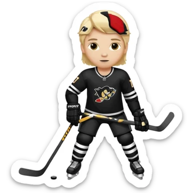 hockey player blonde hair black outfit sticker