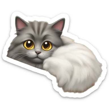 fluffy cat in a parcel box with their fluffy butt sticking out sticker