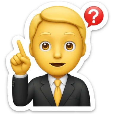 a yayayoyo style face and hand emoji pointing to question and answer  sticker