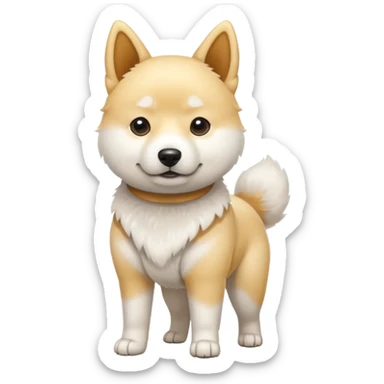 White Jindo dog has shrap face sticker