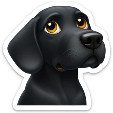 Black dog, watching the Super Bowl with his ears, standing straight up sticker