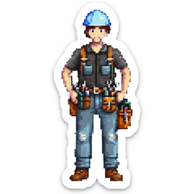 electrician with a tool belt and pliers sticker