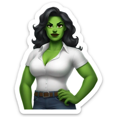 Curvy She Hulk in love wearing a white shirt  sticker