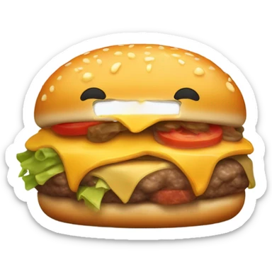 Generate a sleepy cheeseburger emoji with droopy eyes, a tiny yawn, and a slightly messy look. sticker