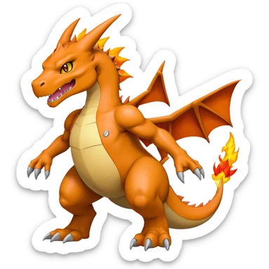 Cool edgy Greymon-Charizard-Digimon, full body  sticker