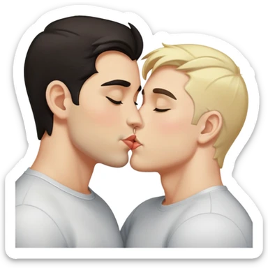 gay men kissing, one dark hair, one blondish hair sticker