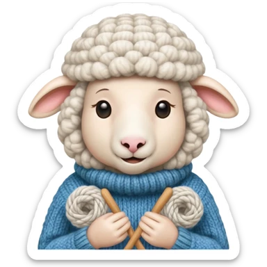 Sheep knitting a hat sticker
