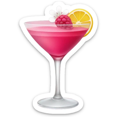 Pink cocktail with raspberry and flower in it sticker