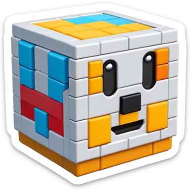 Clash of Clans aesthetic: Cinematic Playful Pixel 3D loot crate Emoji, rendered in a 3D vector-style similar to standard emojis with minimal shading and bold, simplified shapes. A compact, distinct form with signature details, softly glowing with a pixelated adventure charm. Simplified yet unmistakably iconic, highly detailed and consistent, glowing with a soft radiance and high shine. Stylized with a touch of classic pixel-art charm and a soft glowing outline, capturing the essence of a beloved gaming relic with a friendly, playful manner! sticker