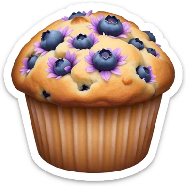 Blueberry muffin with lavender flower on it sticker