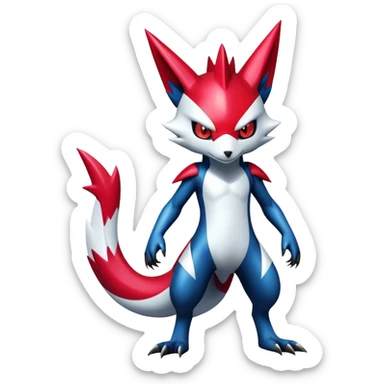 Cool Edgy Badass Shiny Futuristic Digimon-Sneasel-Zangoose-hybrid full body sticker