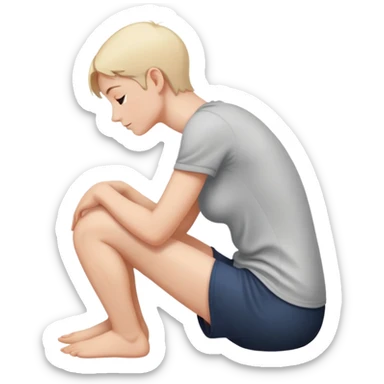 person with hands on knees and arched back- side profile sticker