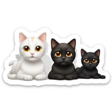3 cats, 1 white, 1 black and 1 orange  sticker