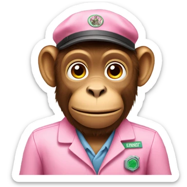 Monkey biologist with pink uniform sticker