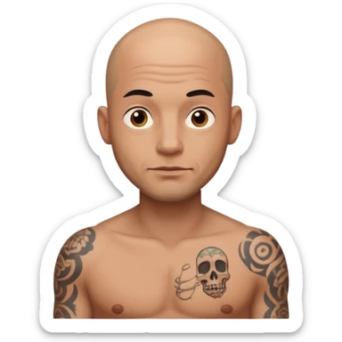 Un hombre con tatuajes pelón  sticker