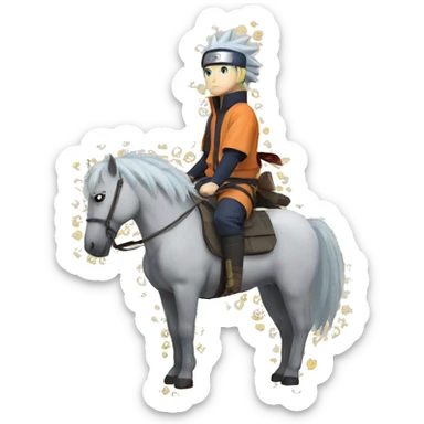 Naruto qui monte une licorne  sticker