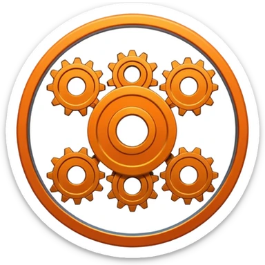 Orange flattened gear sticker