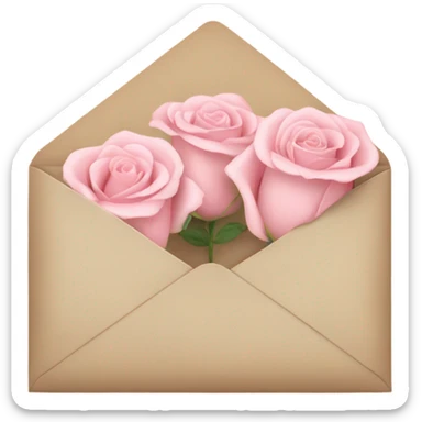 beige envelope with light pink roses sticker