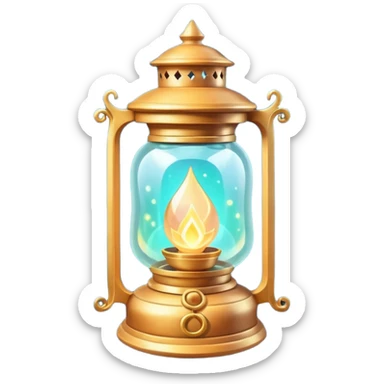 enchanted lantern object icon, strong magical glow, floating runes and sparkles, mystical light swirling inside the lantern, fantasy magic aura, 3D cartoon, mobile game icon style, centered, clean background, no text, no watermark sticker