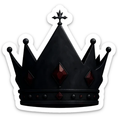 Make the crown much darker with a more ominous and threatening appearance, keeping the sharp, dramatic design. No background, transparent. Style should maintain the original sharp and dramatic look of the crown. sticker