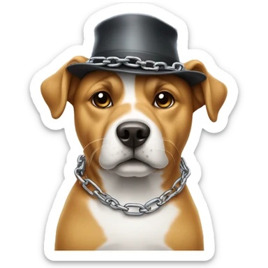 Dog with hat on and chains sticker
