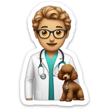 Neurologist and brown poodle sticker