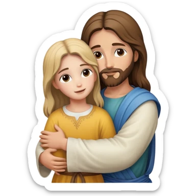 Jesus hugs a girl sticker