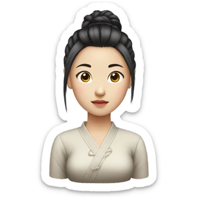 Chinese Girl with tied hair sticker