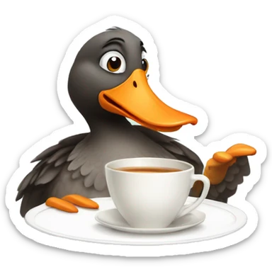 Silly goose drinking tea sticker