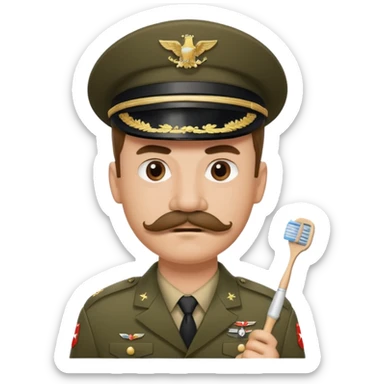 Hitler emoji in military dress and toothbrush mustache  sticker