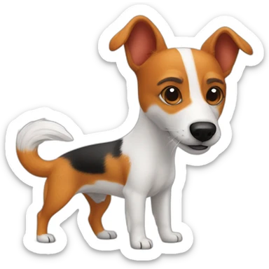 Jack Russel terrier wits a fox tail in mouth sticker