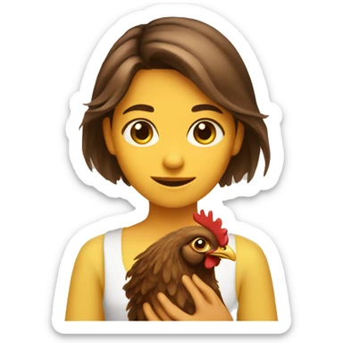 Brown hair girl with chicken  sticker