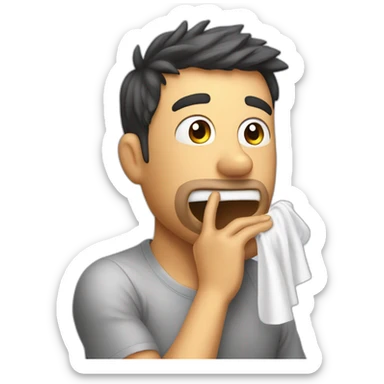 exhale emoji but with a hand wiping away sweat too sticker