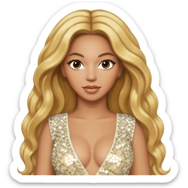 Beyonce with long golden blonde hair, ivory sequin tour outfit sticker