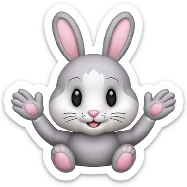 Emoji pour twitch d'une peluche lapin squelette noir faisant signe de la patte avec le texte:"Hi !" sticker