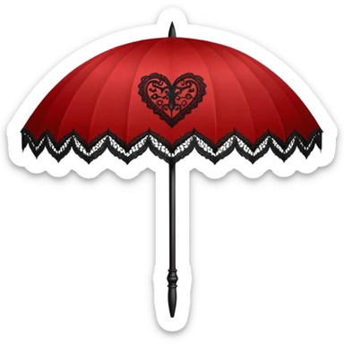 heart with gothic black lace parasol sticker