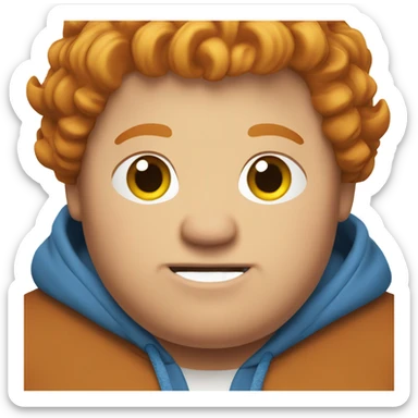 fat guy with ginger hair in a blue hoodie sticker