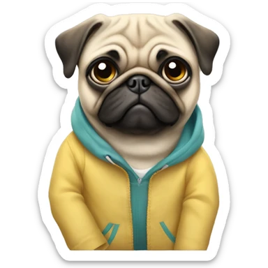 Pug with clothes sticker