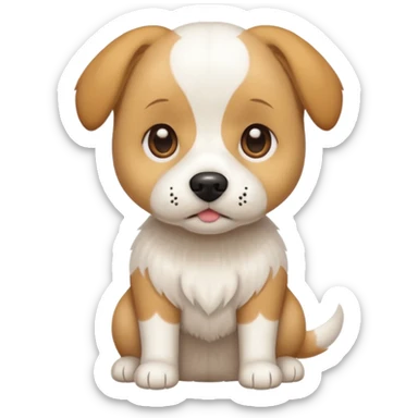 a full body white beagle x maltese x chi dog the size of a kelpie with light brown ears and a light brown patch on one eye sticker