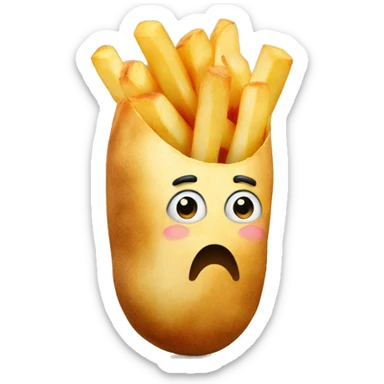 a potato becoming a french frie sticker